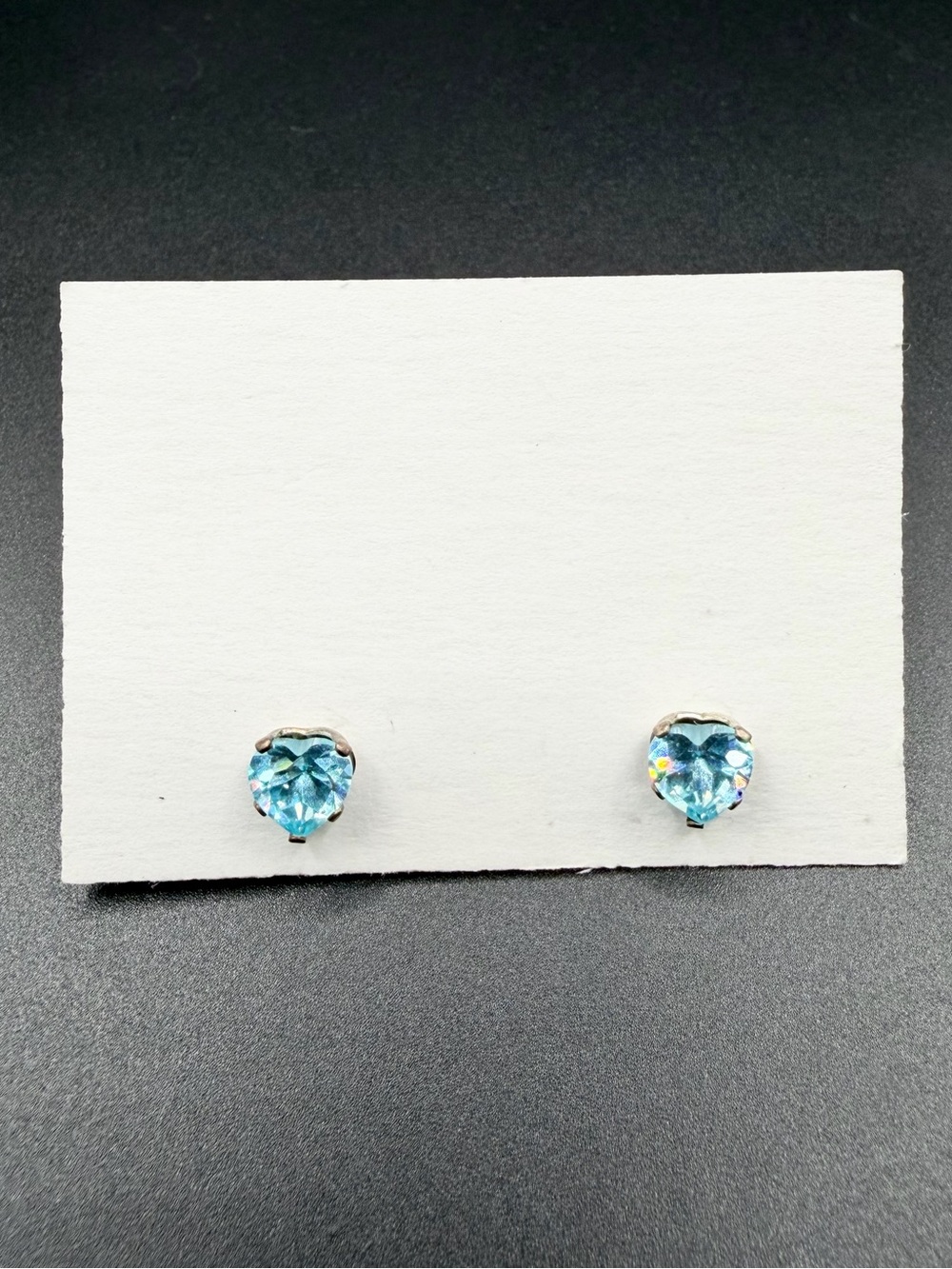 Sterling Silver 925 Light Blue Stone Heart Earrings Studs Jewelry Women’s